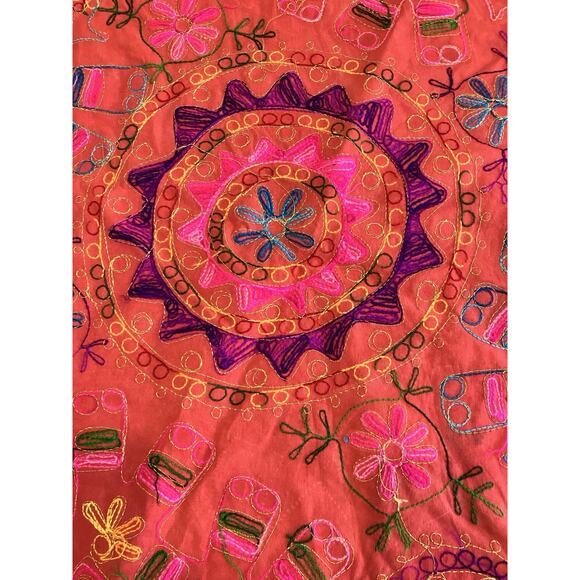 Wall Hanging table topper cotton Elephant embroidery Mirrors 35” Round Boho - Picture 10 of 16